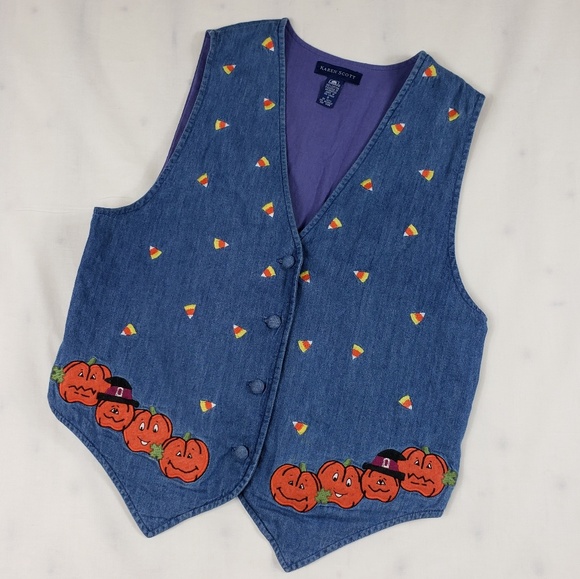 Karen Scott Jackets & Blazers - Karen Scott Halloween Candy Corn Vest